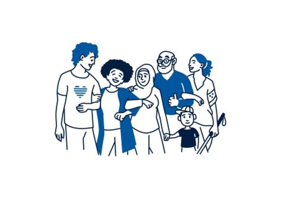 Eine Zeichnung von einer Gruppe Menschen.