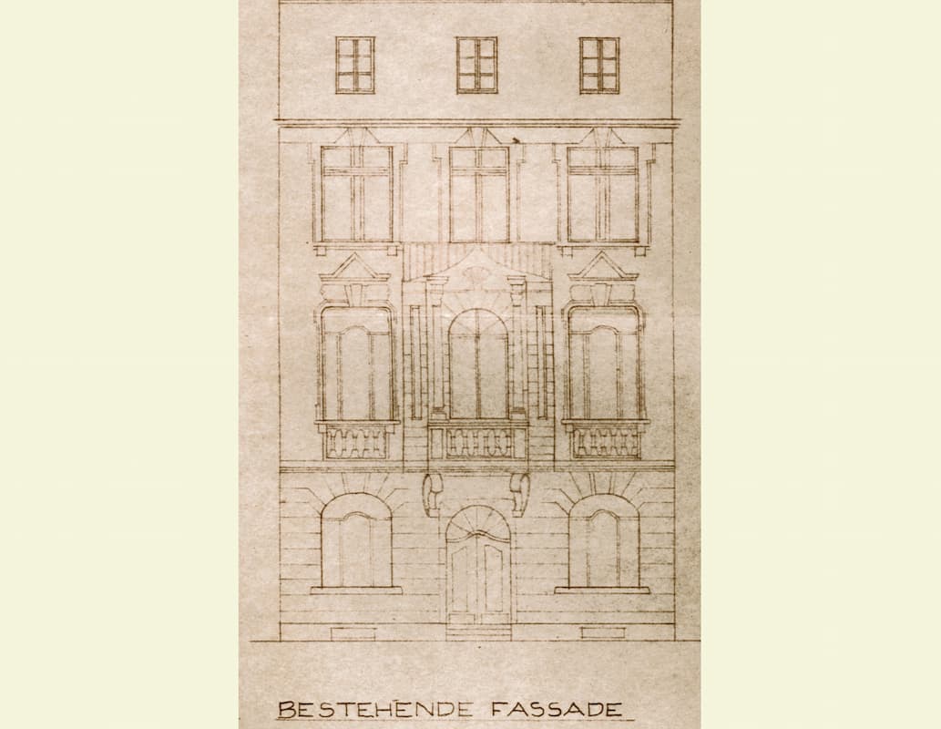 Zeichnung der Fassade aus dem Jahr 1947