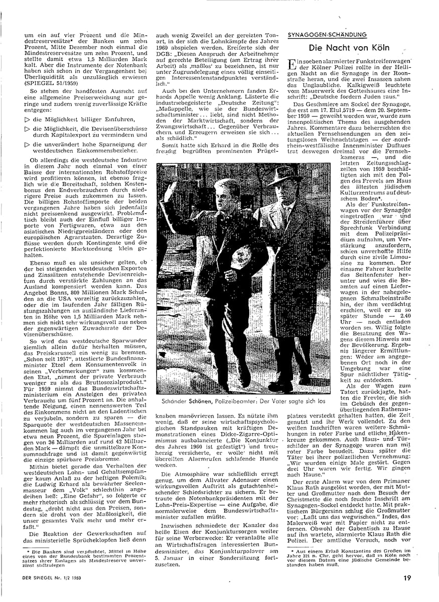 Zeitungsartikel, schwarz weiss, Bericht über Synagogenschändung 
