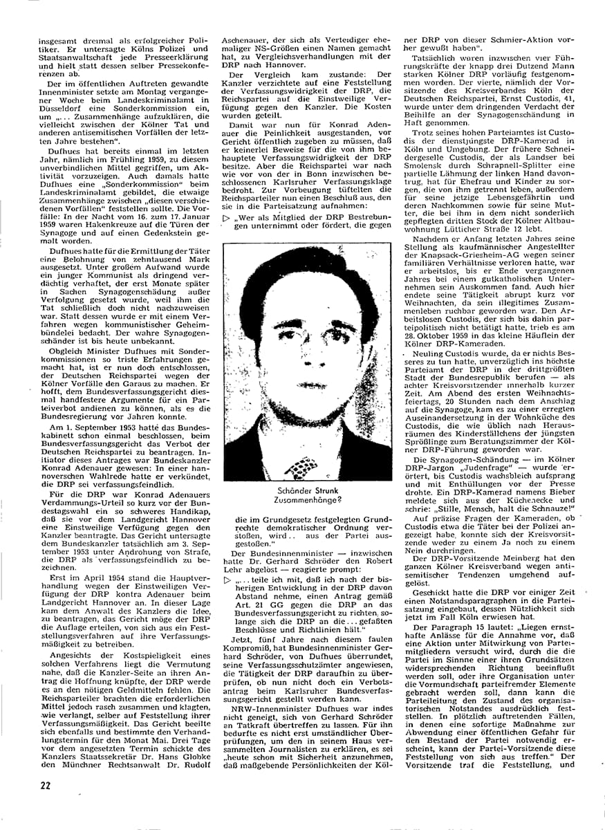 Zeitungsartikel, schwarz weiss, Bericht über Synagogenschändung 