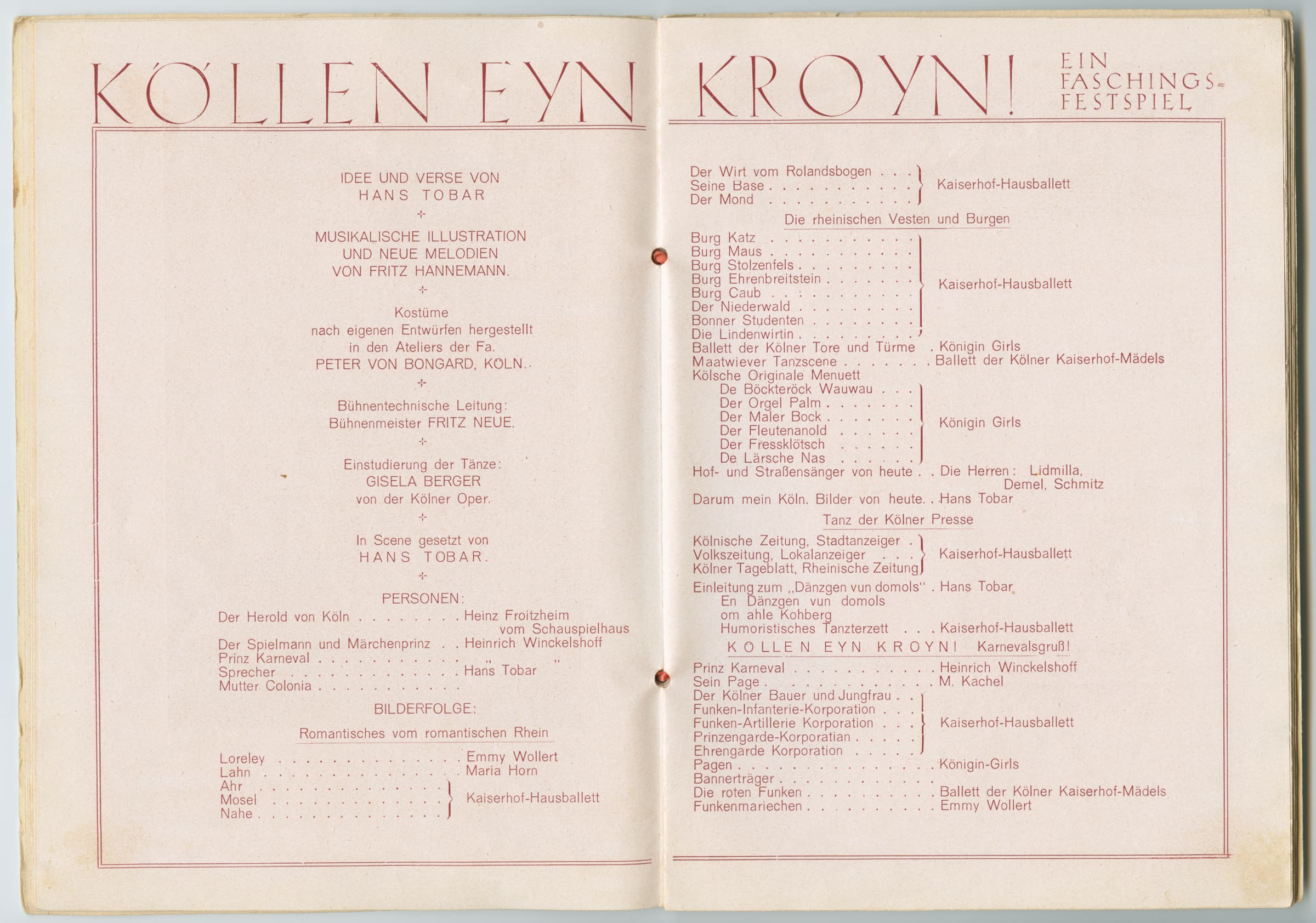 opened carnival programme, yellowish pages