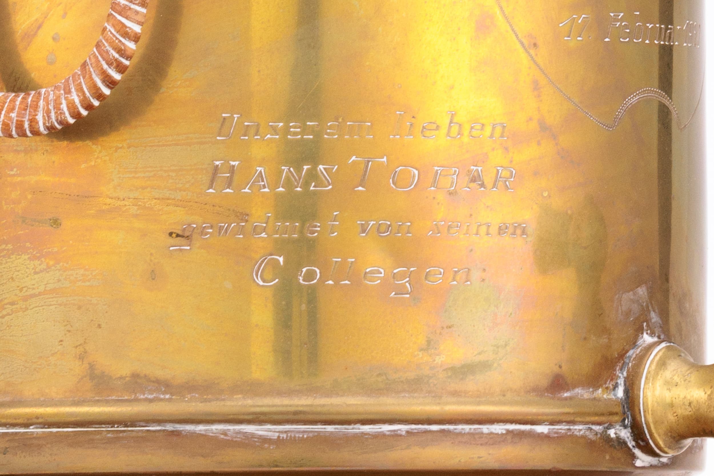 A close up of the inscripture of the Samovar