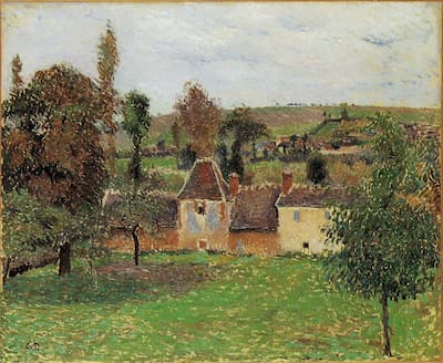 Farm at Bazincourt, painting, rural